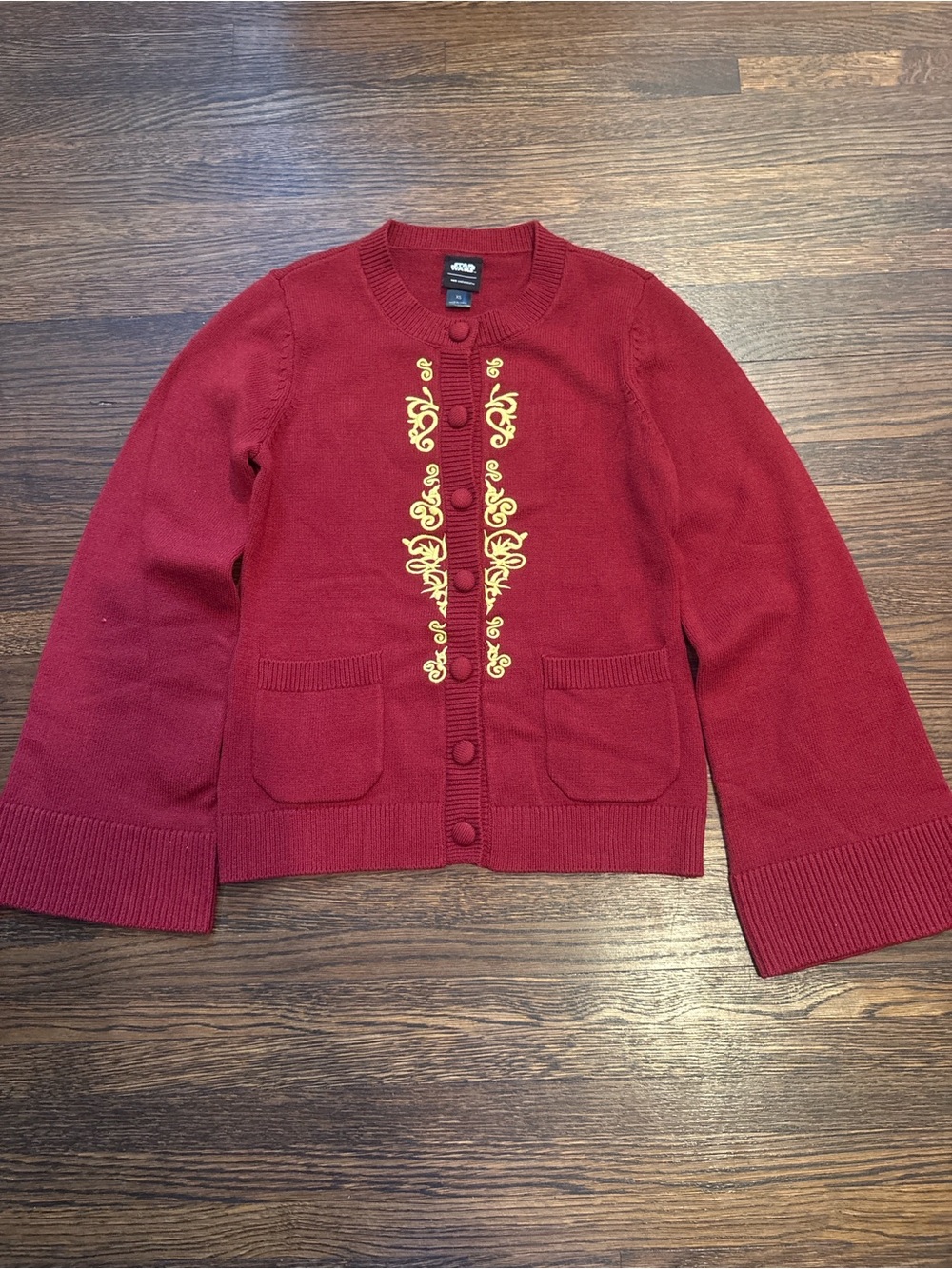 Star Wars Burgundy Cardigan with Gold Embroidery